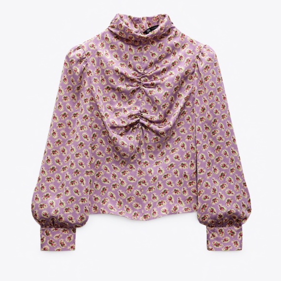 ZARA VICTORIAN FLORAL SILY BLOUSE M - Picture 1 of 3